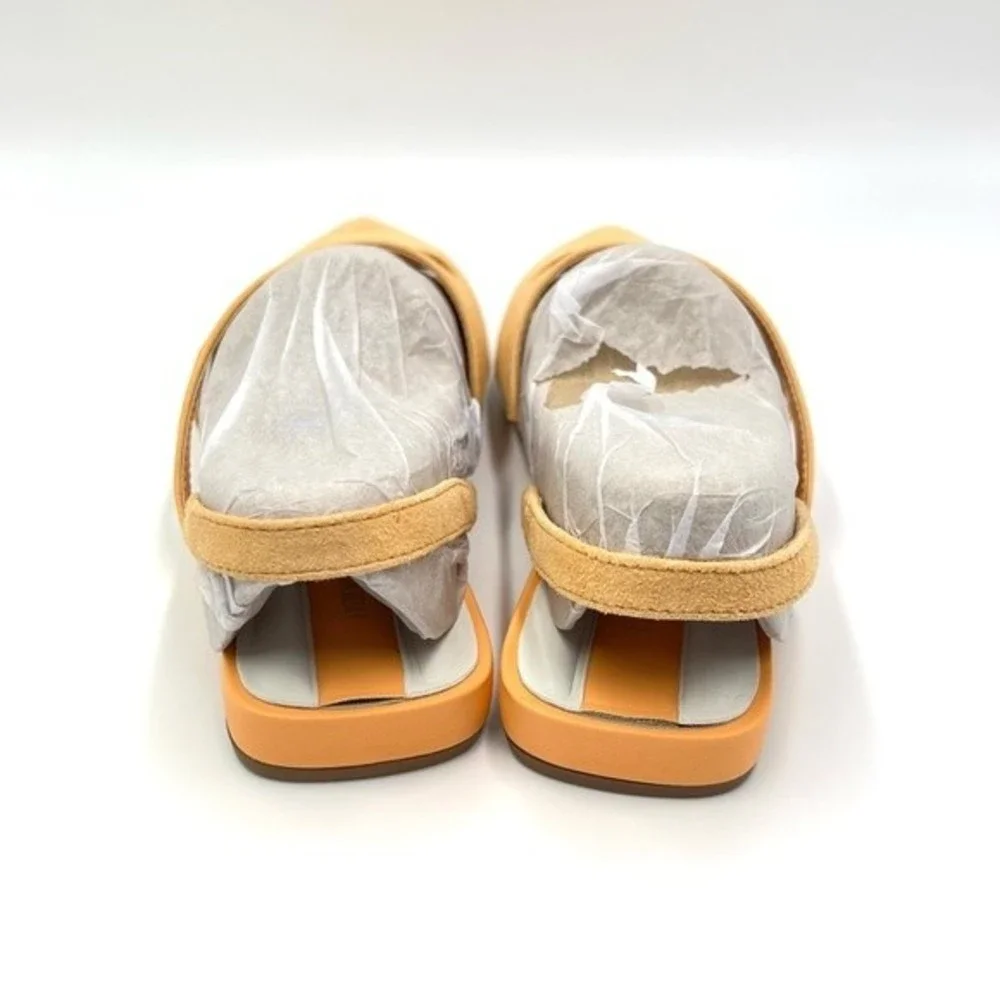 Franco Sarto Size 5.5 Canary Melon Orange Suede Leather Point Toe‎ Flats Shoes